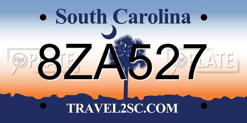 8ZA527 South Carolina License Plate