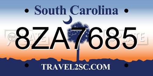 8ZA7685 South Carolina License Plate