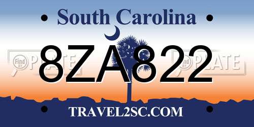 8ZA822 South Carolina License Plate