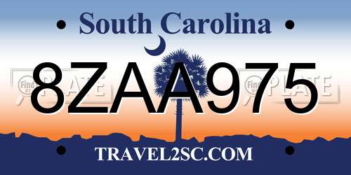 8ZAA975 South Carolina License Plate