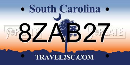 8ZAB27 South Carolina License Plate