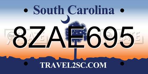 8ZAE695 South Carolina License Plate