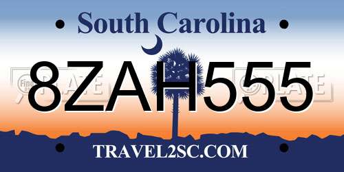 8ZAH555 South Carolina License Plate