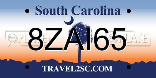 8ZAI65 South Carolina License Plate