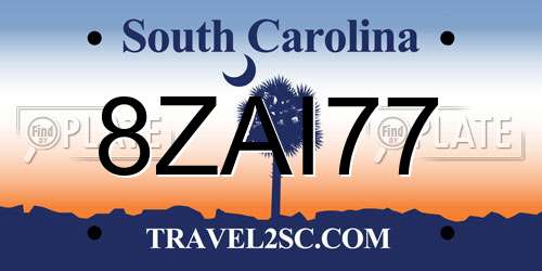 8ZAI77 South Carolina License Plate