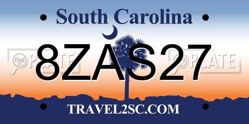 8ZAS27 South Carolina License Plate