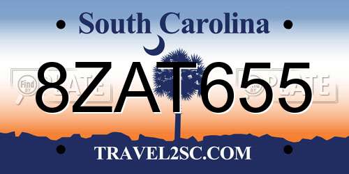 8ZAT655 South Carolina License Plate