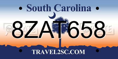 8ZAT658 South Carolina License Plate