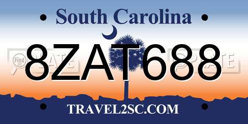 8ZAT688 South Carolina License Plate
