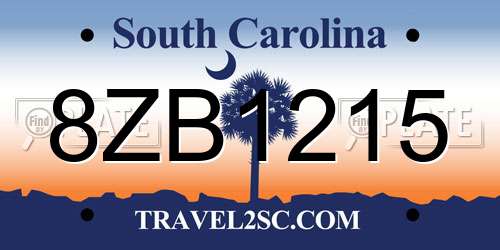 8ZB1215 South Carolina License Plate