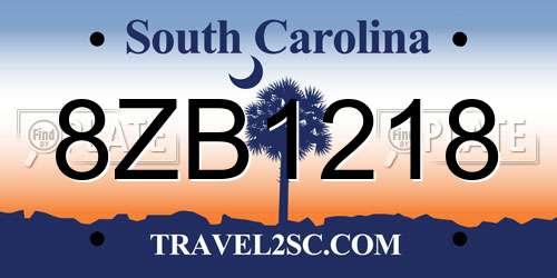 8ZB1218 South Carolina License Plate