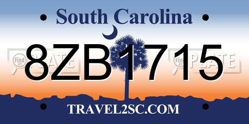 8ZB1715 South Carolina License Plate
