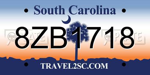 8ZB1718 South Carolina License Plate