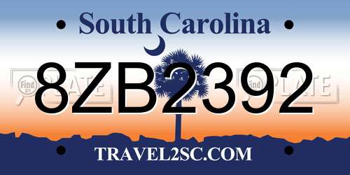 8ZB2392 South Carolina License Plate