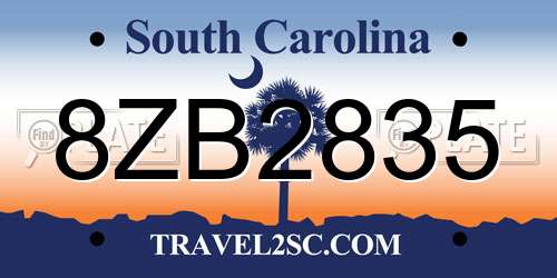 8ZB2835 South Carolina License Plate