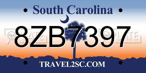 8ZB7397 South Carolina License Plate