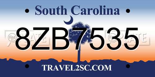 8ZB7535 South Carolina License Plate