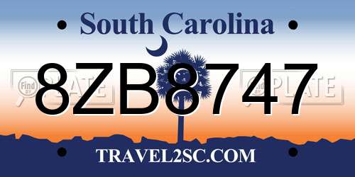 8ZB8747 South Carolina License Plate