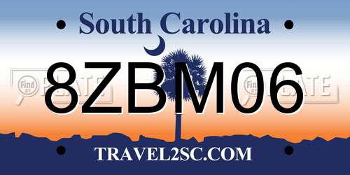 8ZBM06 South Carolina License Plate