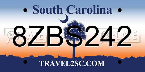8ZBS242 South Carolina License Plate