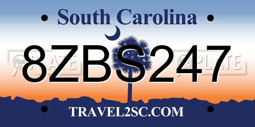 8ZBS247 South Carolina License Plate