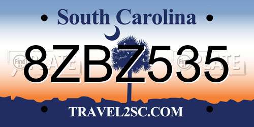 8ZBZ535 South Carolina License Plate
