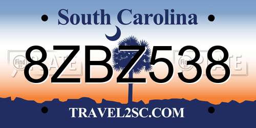 8ZBZ538 South Carolina License Plate