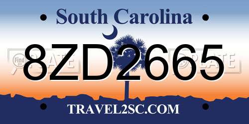 8ZD2665 South Carolina License Plate