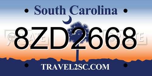 8ZD2668 South Carolina License Plate