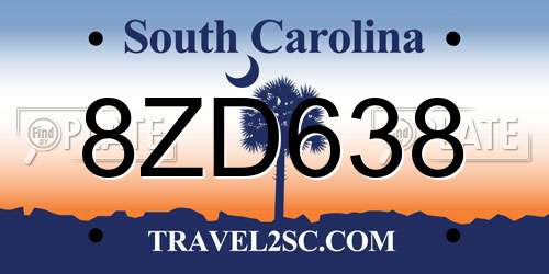 8ZD638 South Carolina License Plate