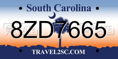 8ZD7665 South Carolina License Plate