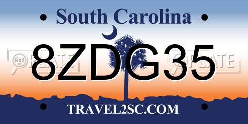 8ZDG35 South Carolina License Plate