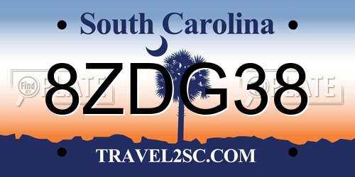 8ZDG38 South Carolina License Plate