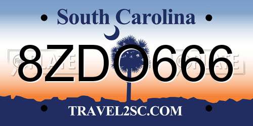 8ZDO666 South Carolina License Plate