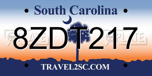 8ZDT217 South Carolina License Plate