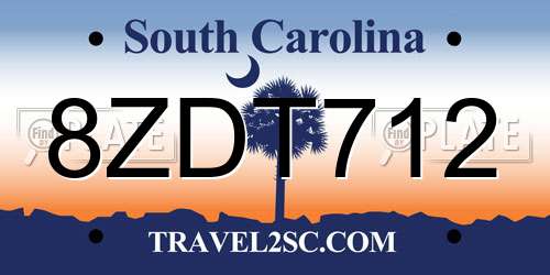 8ZDT712 South Carolina License Plate