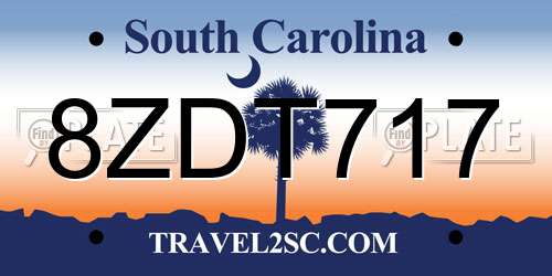 8ZDT717 South Carolina License Plate