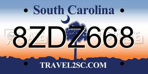 8ZDZ668 South Carolina License Plate