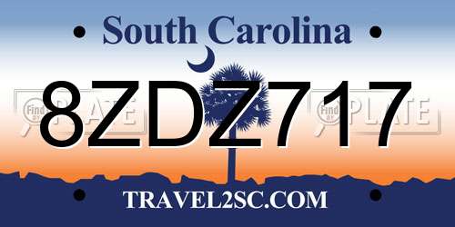 8ZDZ717 South Carolina License Plate