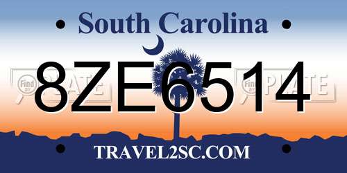 8ZE6514 South Carolina License Plate