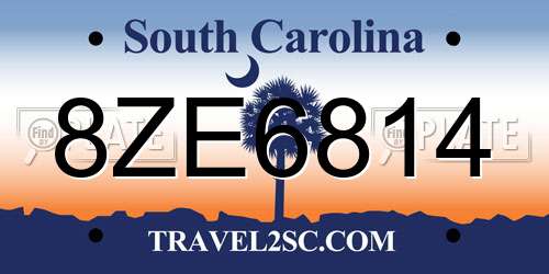 8ZE6814 South Carolina License Plate
