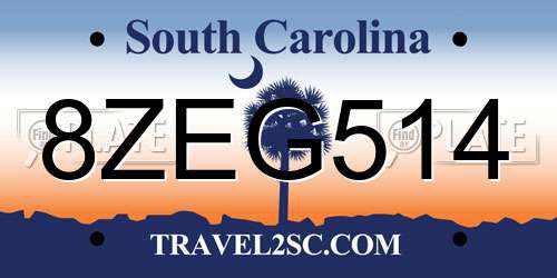 8ZEG514 South Carolina License Plate