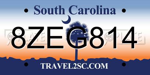 8ZEG814 South Carolina License Plate