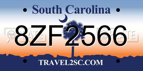 8ZF2566 South Carolina License Plate