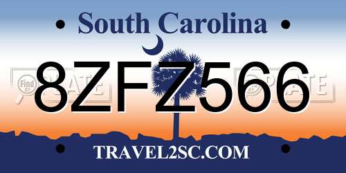 8ZFZ566 South Carolina License Plate