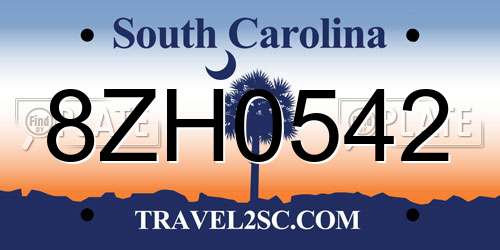8ZH0542 South Carolina License Plate