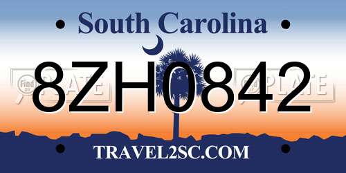 8ZH0842 South Carolina License Plate