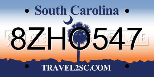 8ZHO547 South Carolina License Plate