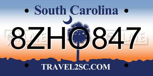 8ZHO847 South Carolina License Plate
