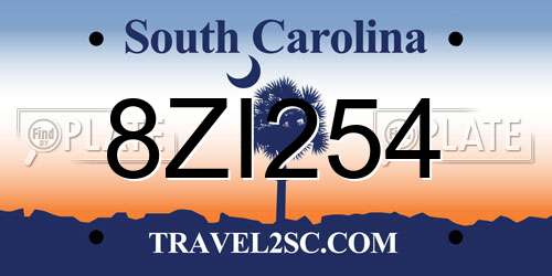 8ZI254 South Carolina License Plate